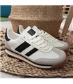 Zapatilla Dos Rallas Laterales Negras Blanco Suela Ancha 36-41