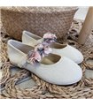 Mercedita De Lona Con Cierre De Flores  Beige 24-35