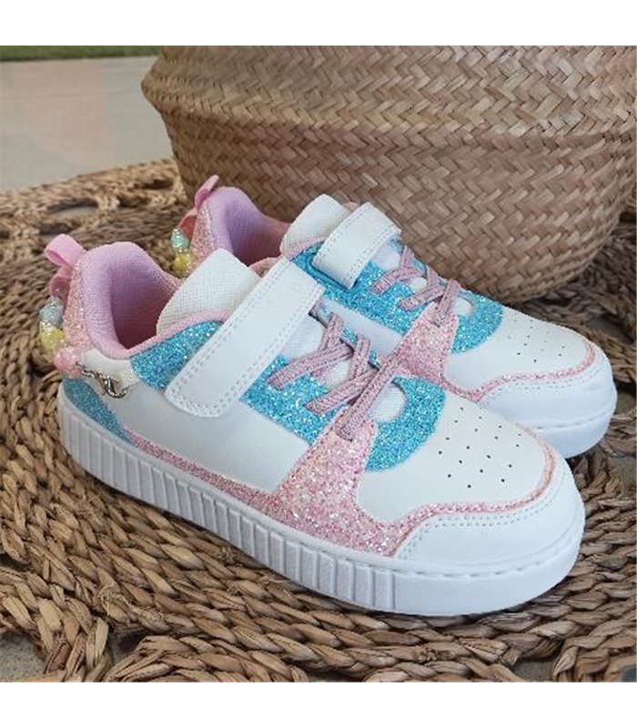 Zapatillas Brillos Adornos Bolitas  Rosa 25-36