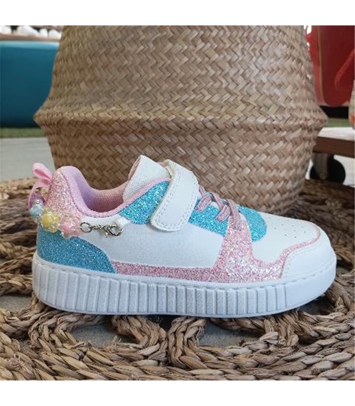 Zapatillas Brillos Adornos Bolitas  Rosa 25-36