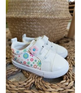 Zapatilla Material Florecitas  Rosa 18-26