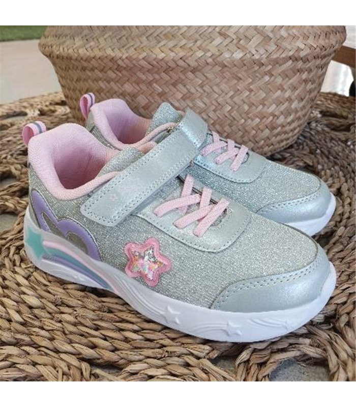 Zapatilla Estrella Brillos  Plata 30-35