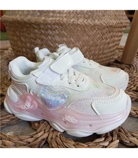 Zapatilla Corazon Brillos  Blanco 25-30