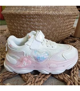 Zapatilla Corazon Brillos  Blanco 25-30