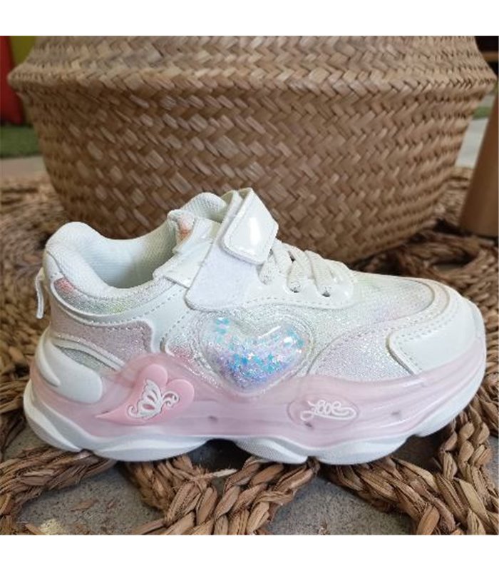 Zapatilla Corazon Brillos  Blanco 25-30