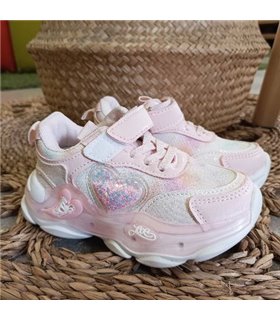 Zapatilla Corazon Brillos  Rosa 25-30