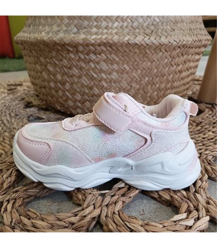 Zapatilla Corazon Brillos  Rosa 25-30