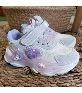 Zapatilla Corazon Brillos  Morado 25-30