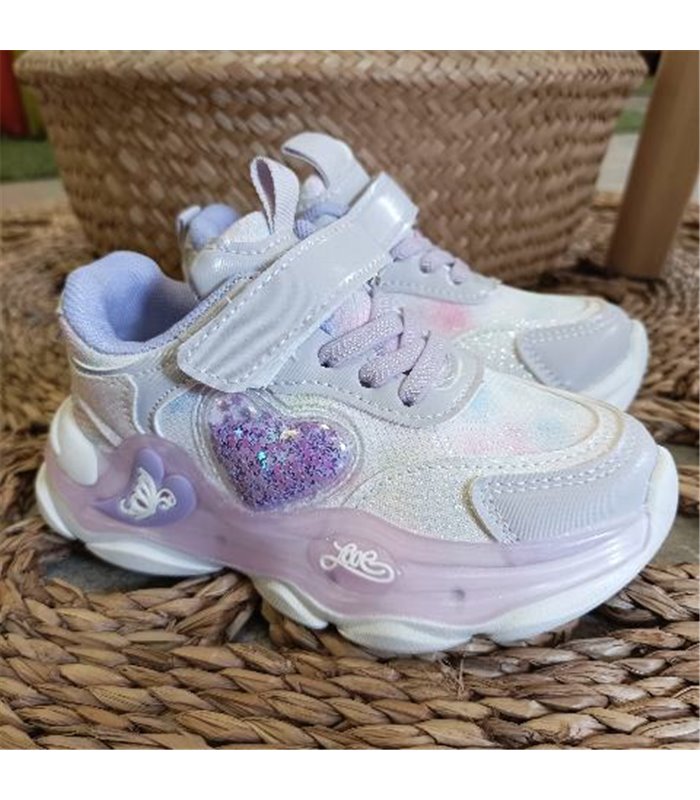 Zapatilla Corazon Brillos  Morado 25-30