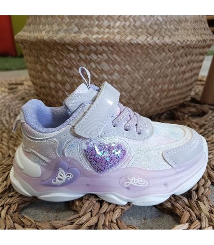 Zapatilla Corazon Brillos  Morado 25-30