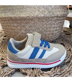 Zapatilla Marron Con Velcro Azul  Beige 25-35