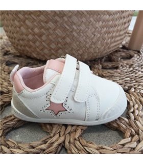 Zapatilla Respetuosa Estrella  Blanco Rosa 19-25