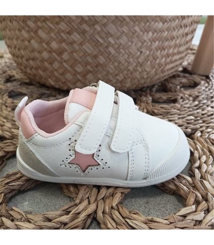 Zapatilla Respetuosa Estrella  Blanco Rosa 19-25