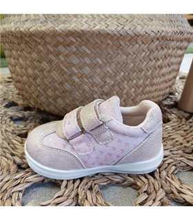 Zapatillas Corazones Brillos Dos Velcros  Rosa  19-25