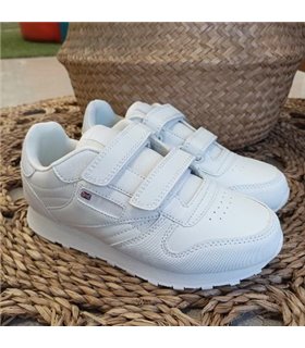 Zapatillas Material Blanca Lisa Dos Velcros  Blanco 25-36