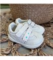 Zapatillas Corazones Brillos Dos Velcros  Blanco 19-25