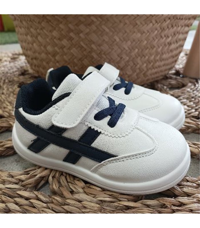 Zapatilla Respetuosa Rallas Laterales  Blanco 18-27