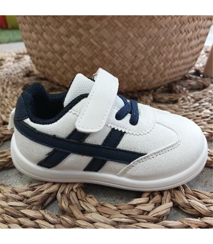 Zapatilla Respetuosa Rallas Laterales  Blanco 18-27