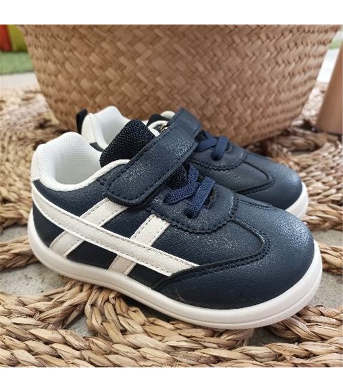 Zapatilla Respetuosa Rallas Laterales  Marino 18-27