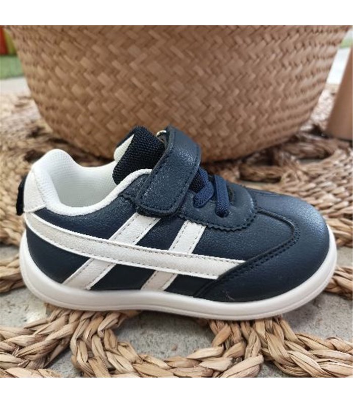 Zapatilla Respetuosa Rallas Laterales  Marino 18-27