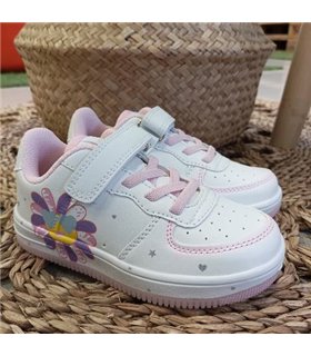 Zapatillas Material Flor Lateral  Rosa 25-36