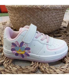 Zapatillas Material Flor Lateral  Rosa 25-36