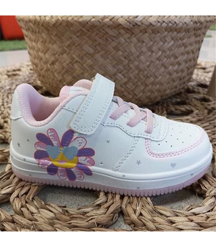 Zapatillas Material Flor Lateral  Rosa 25-36