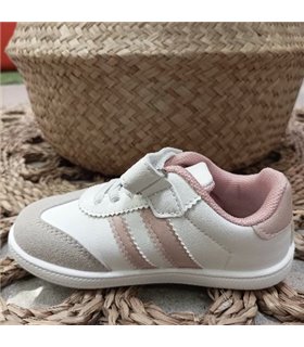 Zapatilla Barefoot Rallas Laterales  Blanco Rosa 24-29