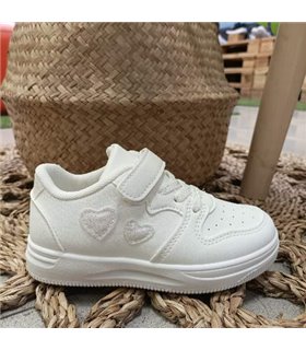 Zapatilla Material Corazones Brillo  Blanco 25-35