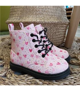Bota Corazones De Material  Rosa 21-32