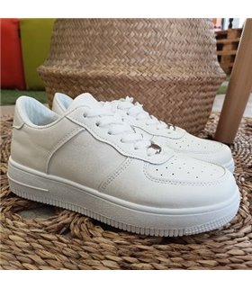 Zapatillas Estilo Air Con Chapita   Blanco